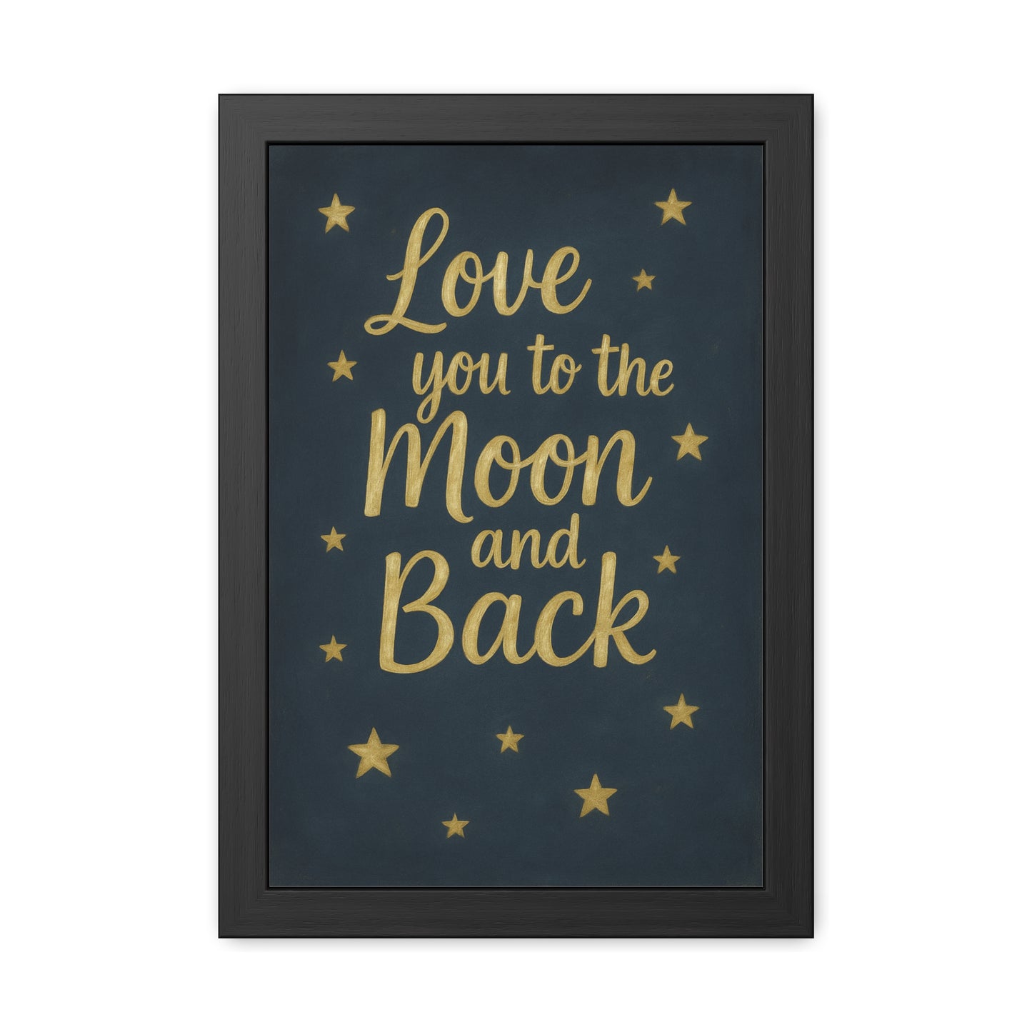 To the Moon and Back-Framed Poster - Gold Script Wall Art (Nursery, Baby Shower, Romantic Gift)-Celestial Dreams