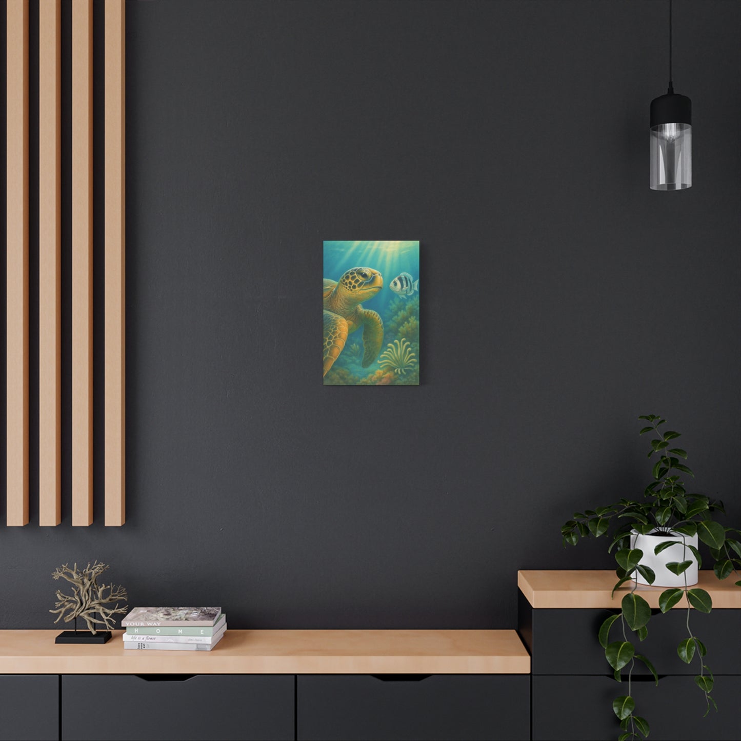 Sea Turtle Underwater Canvas Art – Matte Stretched Wall Decor