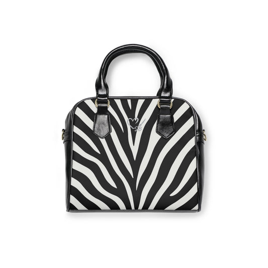 Zebra Print Shoulder Handbag — Black & White Chic Animal-Print Purse