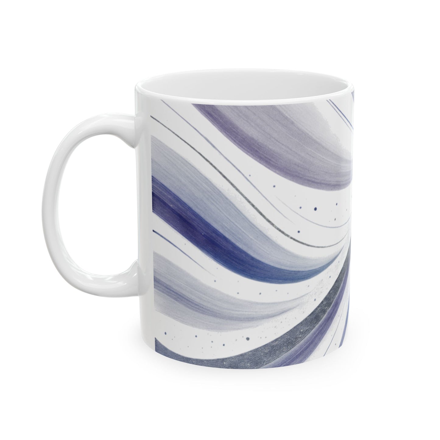 Blue Swirl-Soulful Collection- Ceramic Mug —Wave Pattern Coffee Cup (11oz, 15oz)