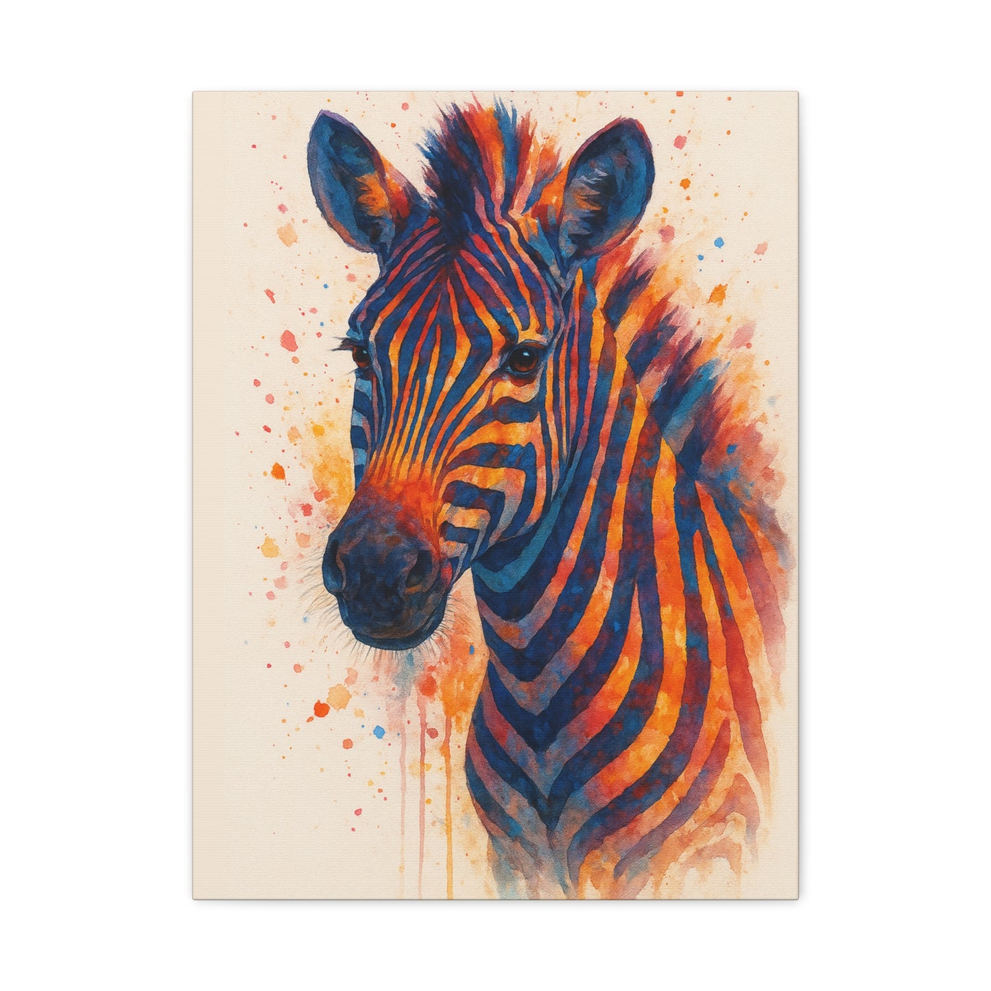 Zebra Watercolor Fine Art Print with Passepartout — Vibrant Animal Wall Art