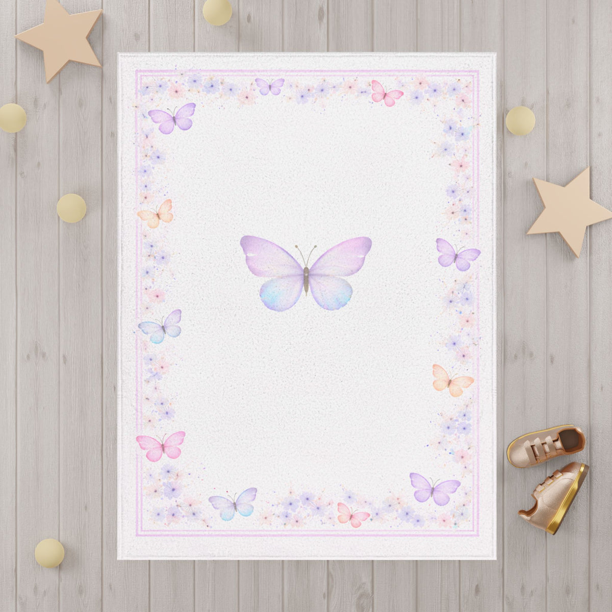 Butterfly Toddler Blanket — Pastel Floral Nursery Throw for Babies & Toddlers