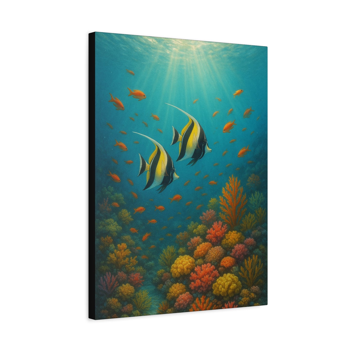 Lienzo Decorativo Arrecife de Coral Submarino — Arte de Pared de Pez Ángel Tropical