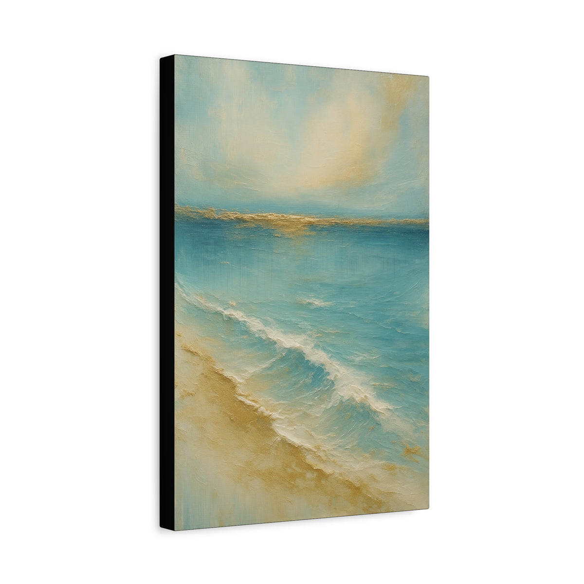 Golden Horizon — Gold Coast Collection — Matte Canvas Wall Art — Ocean Beach Landscape, Stretched 1.25"
