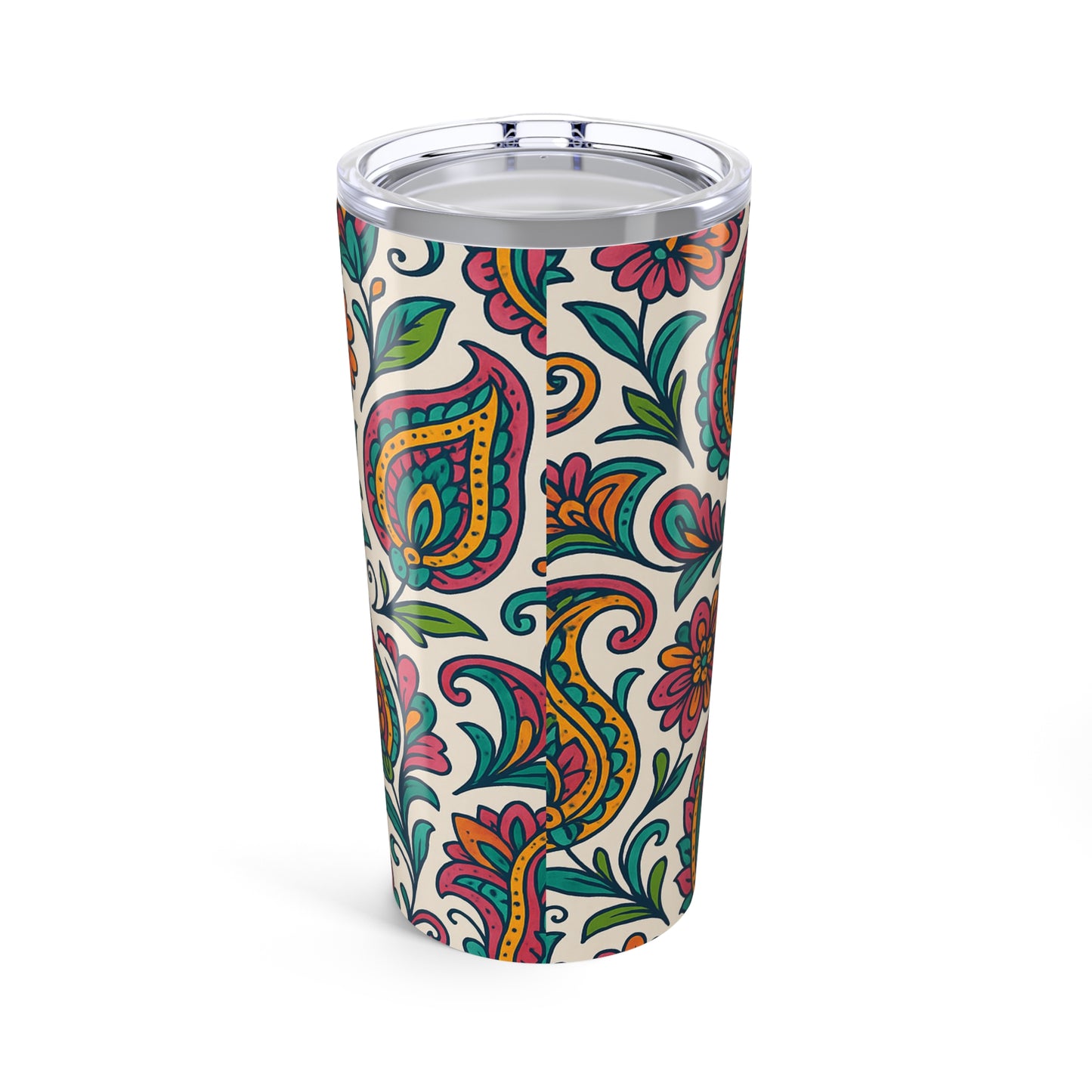 20oz Paisley Floral Tumbler — Colorful Boho Insulated Travel Cup