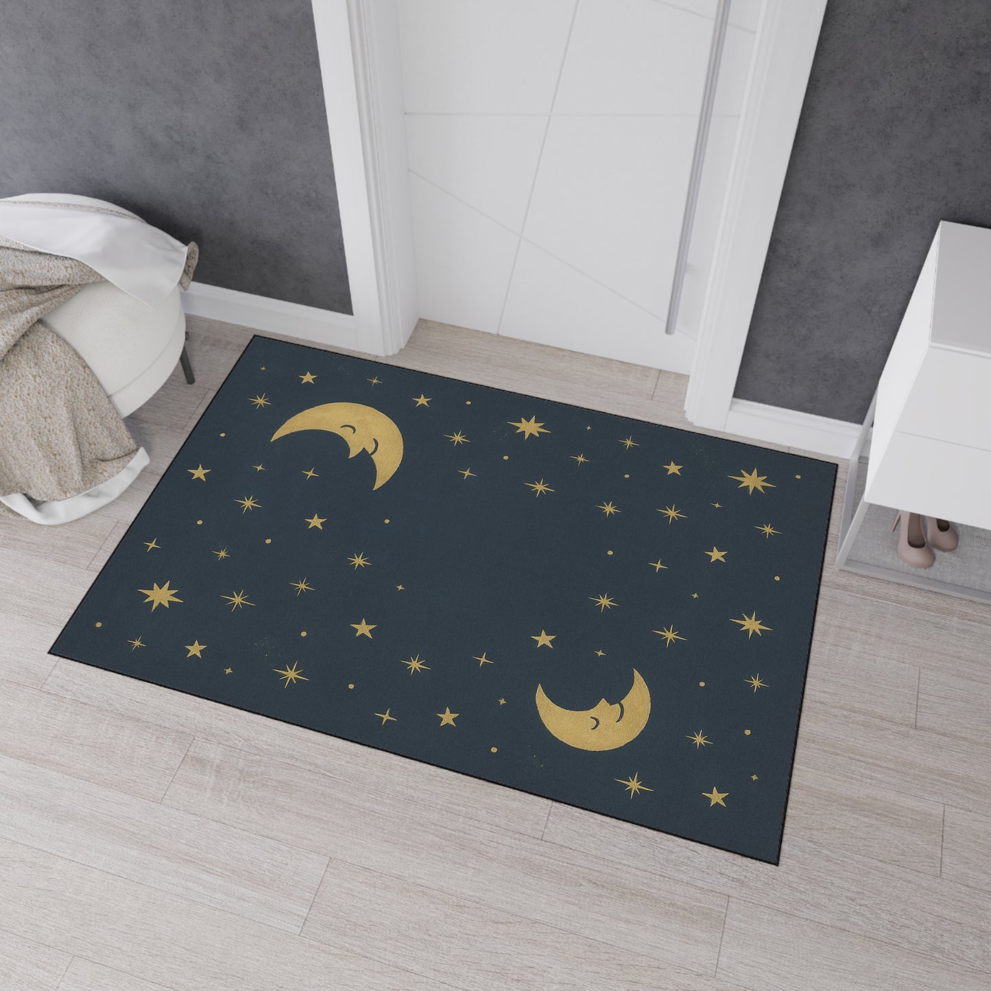 Felpudo resistente To the Moon & Stars — Felpudo de cielo nocturno para entrada, dormitorio o cuarto del bebé