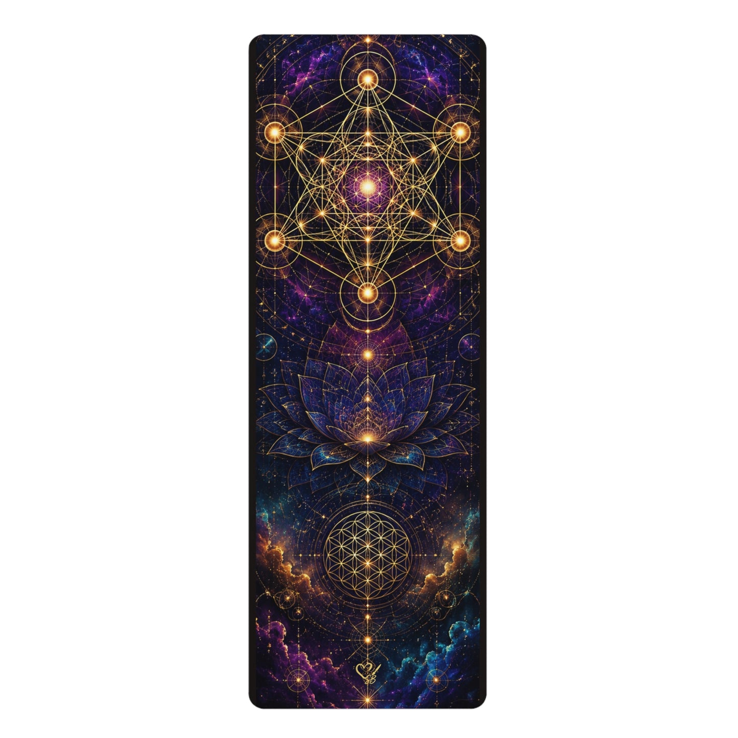 Astral Lotus Rubber Yoga Mat — Cosmic Sacred Geometry Non-Slip Mat