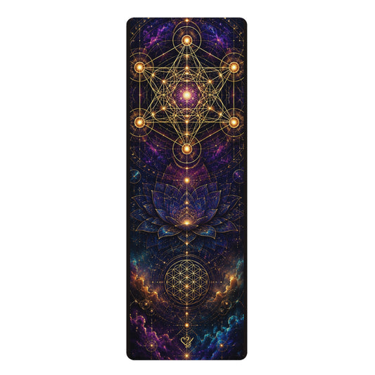 Astral Lotus Rubber Yoga Mat — Cosmic Sacred Geometry Non-Slip Mat