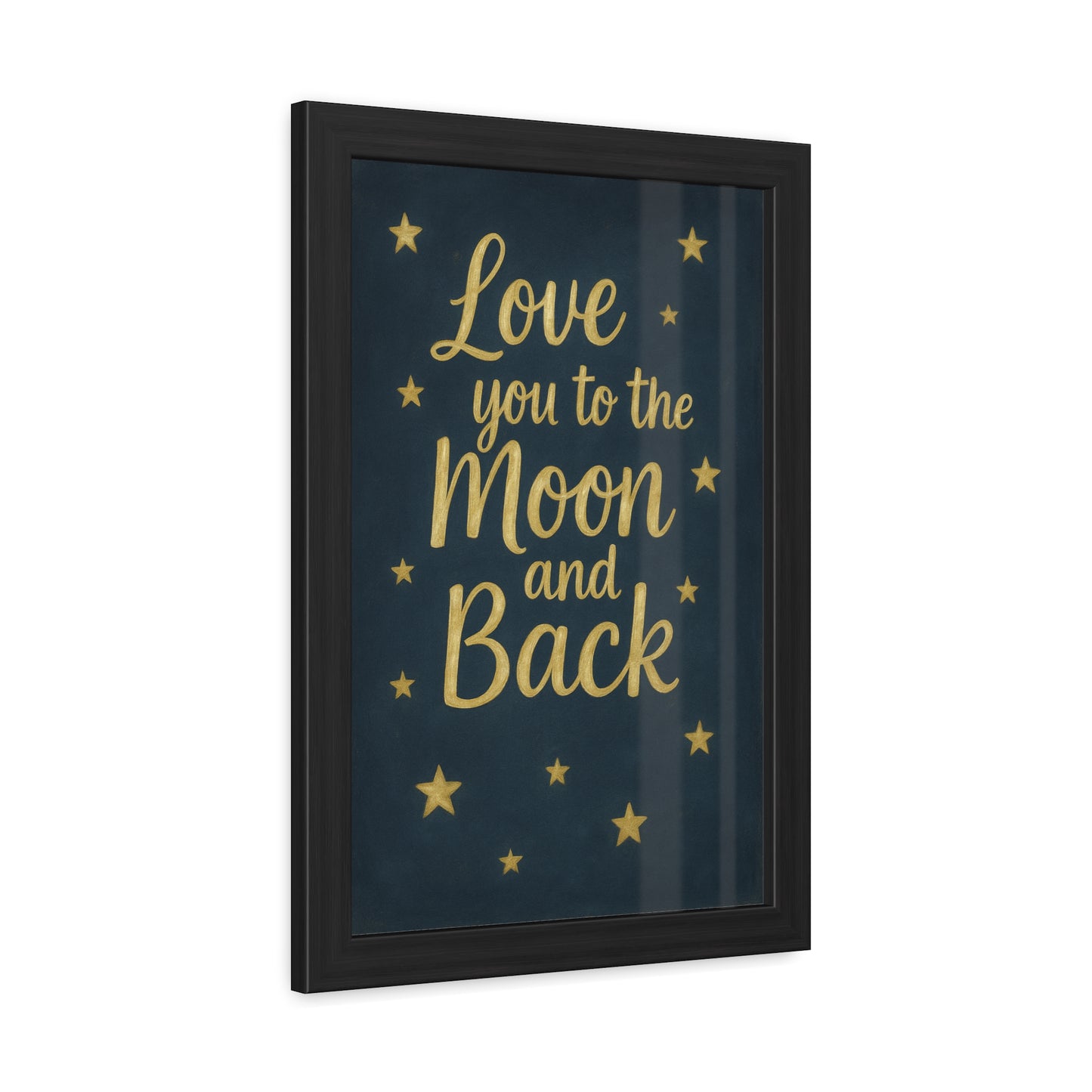 To the Moon and Back-Framed Poster - Gold Script Wall Art (Nursery, Baby Shower, Romantic Gift)-Celestial Dreams