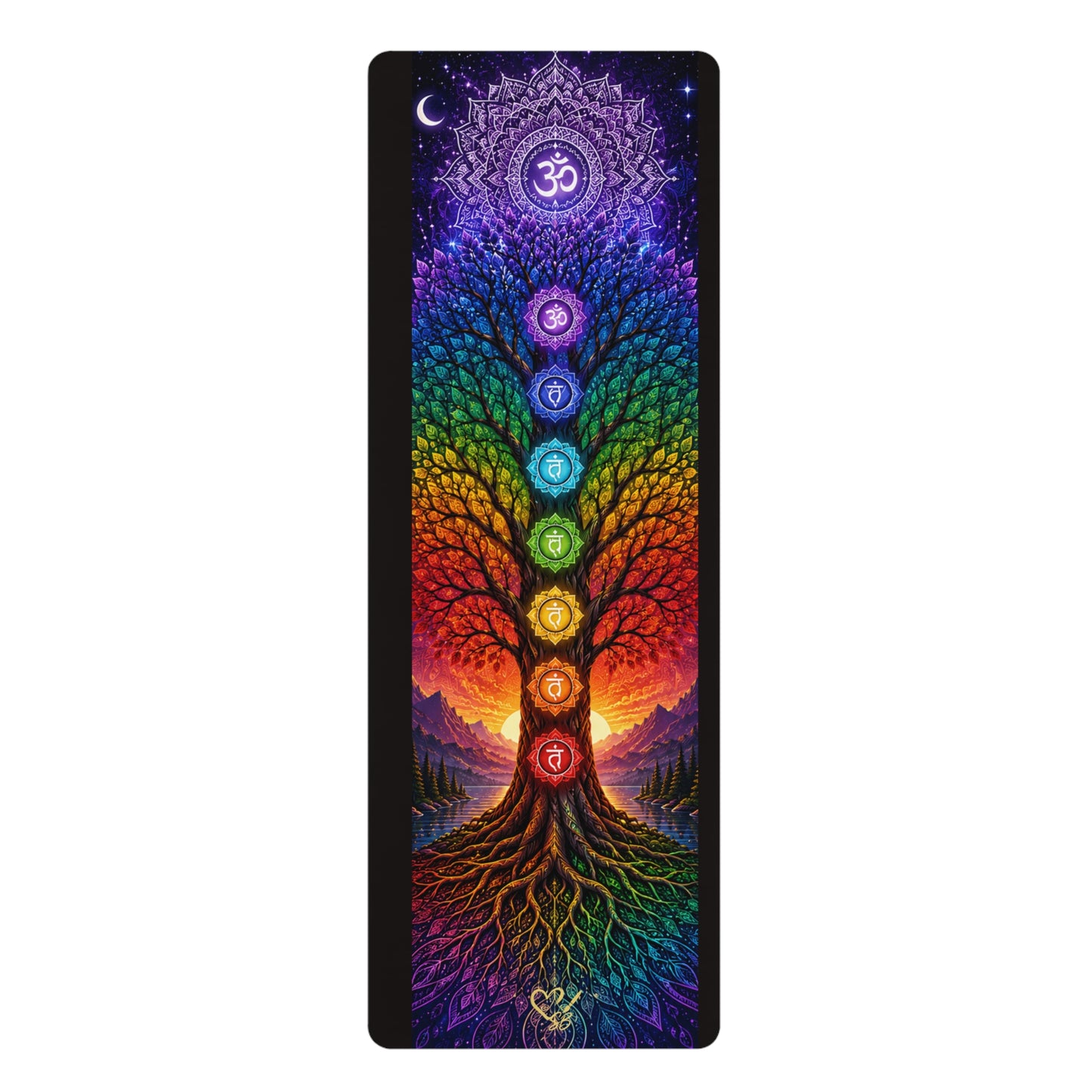 Chakra Tree of Life Rubber Yoga Mat — Non-Slip Meditation & Alignment Mat