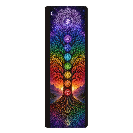 Chakra Tree of Life Rubber Yoga Mat — Non-Slip Meditation & Alignment Mat