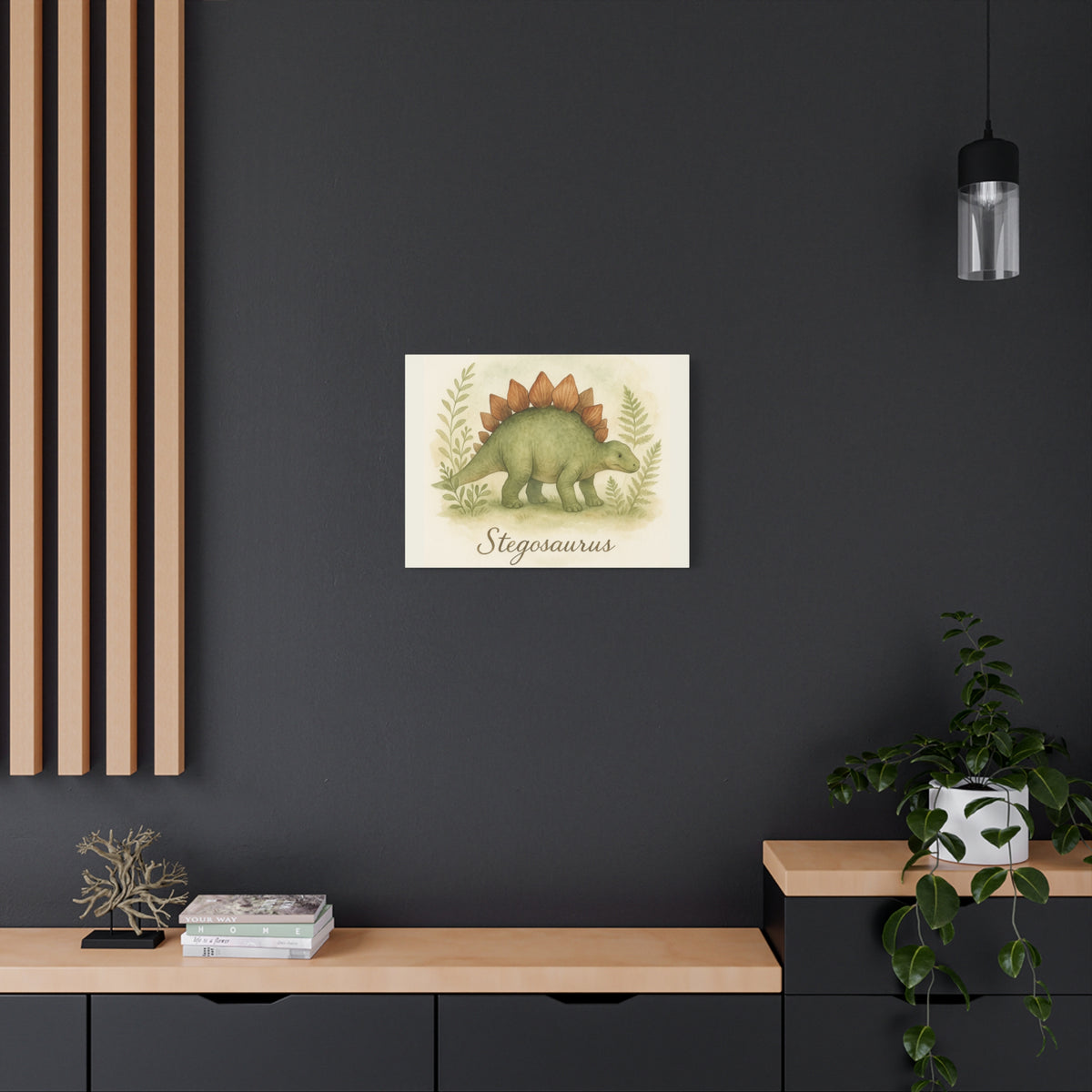 Stegosaurus Canvas Wall Art — Watercolor Dino Print for Nursery & Kids’ Room