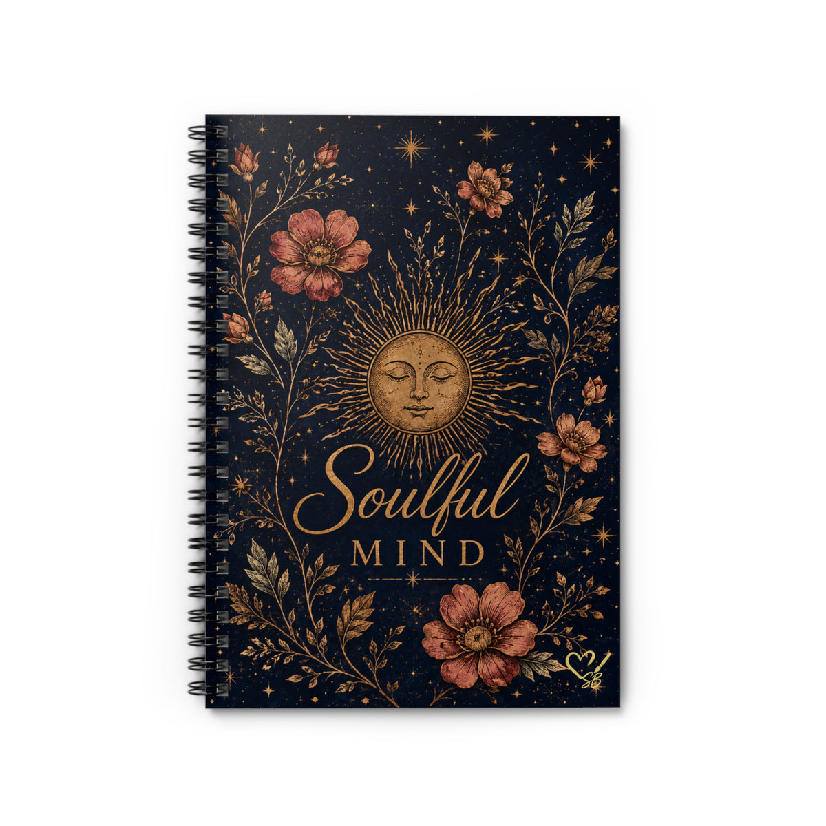Soulful Mind Spiral Notebook — Sun & Floral Ruled Journal for Mindfulness & Gratitude
