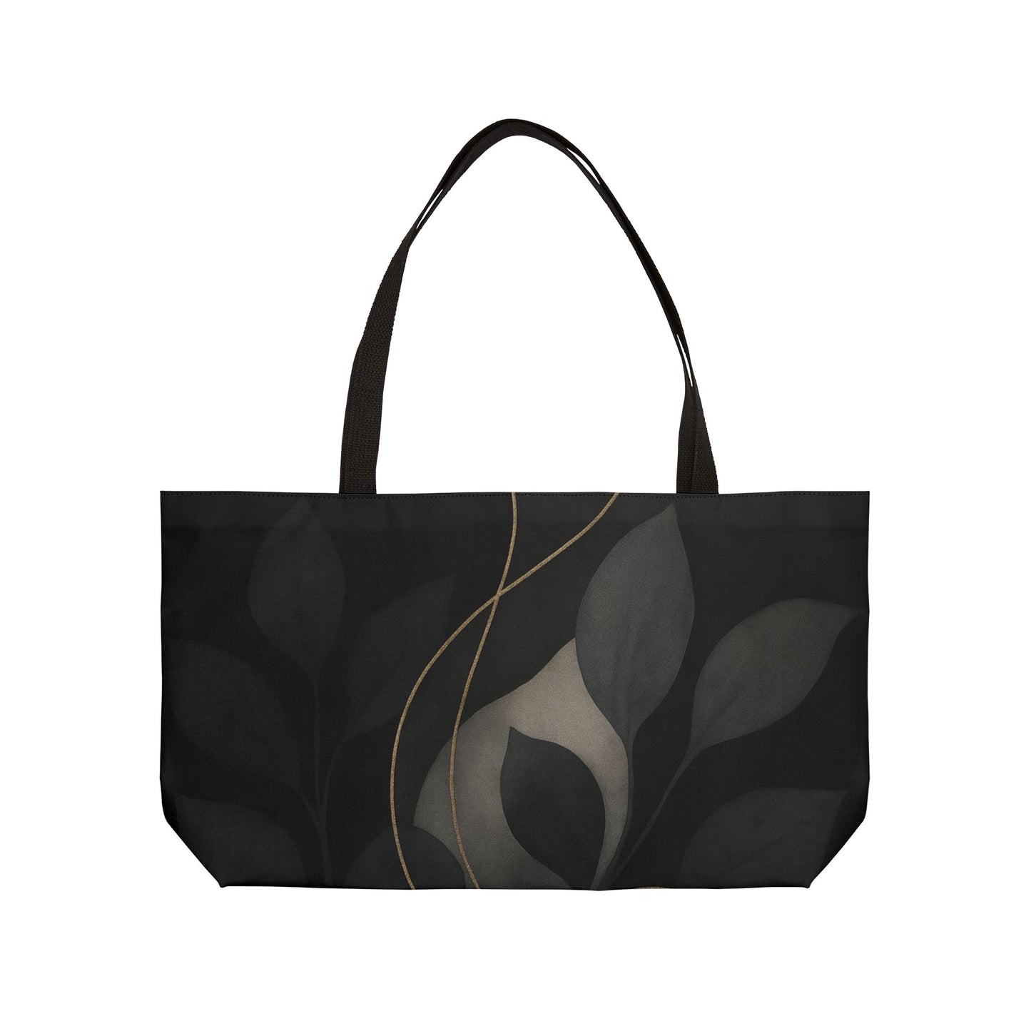 Shirley-2025 Colección Artisan Luxe - Bolso de Viaje Weekender — Bolso de Viaje Elegante de Hoja Negra y Enredadera Dorada