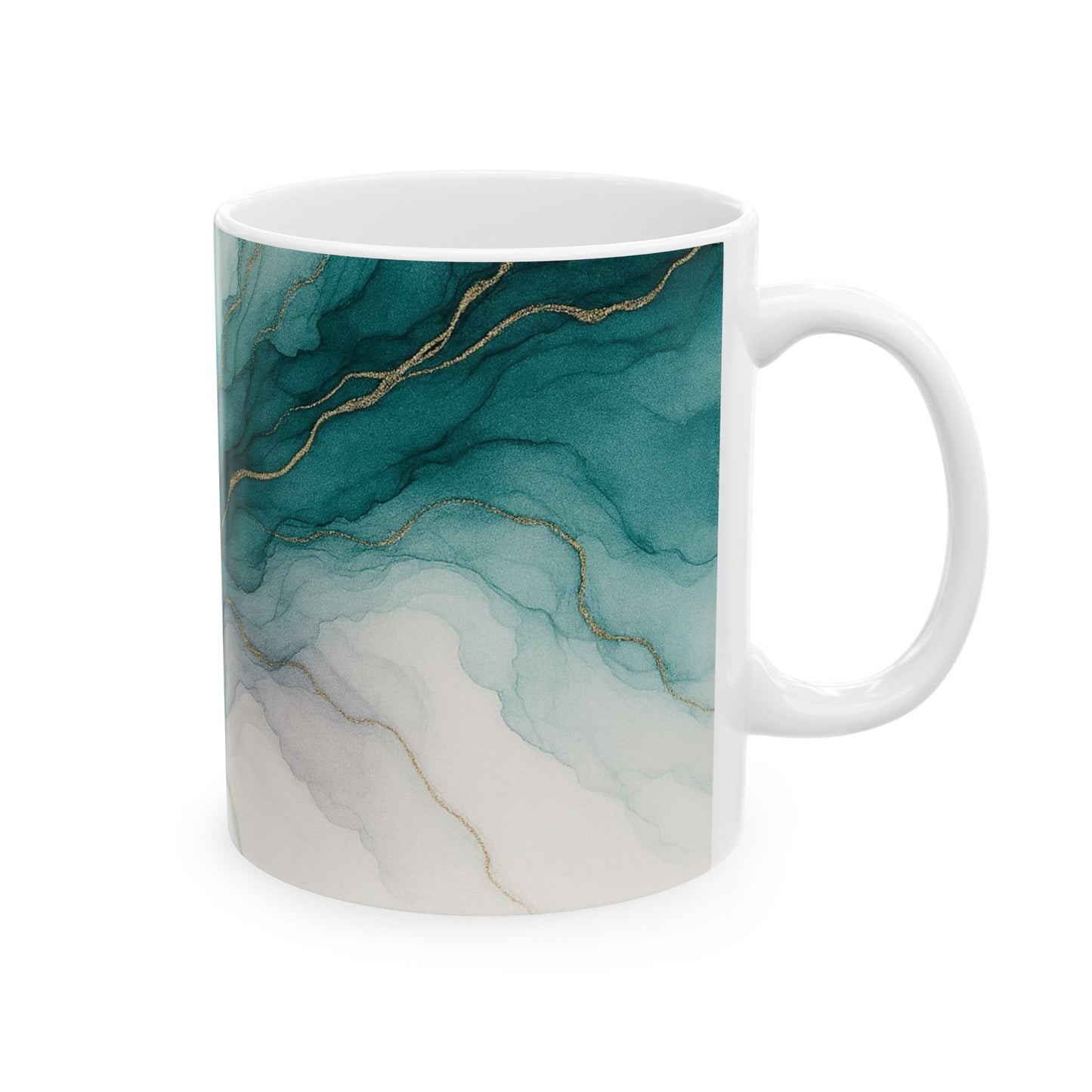 Waters Edge - Colección Abstracta, Elegante Taza Abstracta de Tinta Acrílica, Taza de Café, Taza de Té, Regalo para Ella, Decoración del Hogar, Taza de Oficina, Diseño Minimalista, Obra de Arte Única