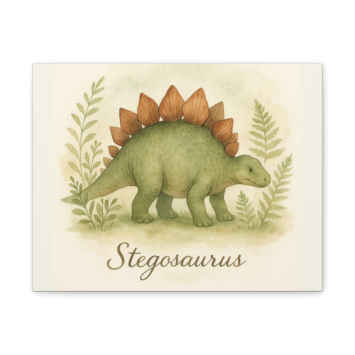Stegosaurus Canvas Wall Art — Watercolor Dino Print for Nursery & Kids’ Room