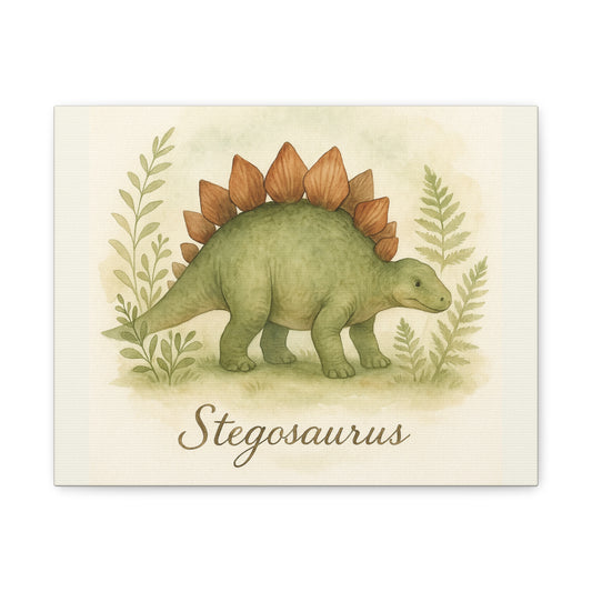 Stegosaurus Canvas Wall Art — Watercolor Dino Print for Nursery & Kids’ Room