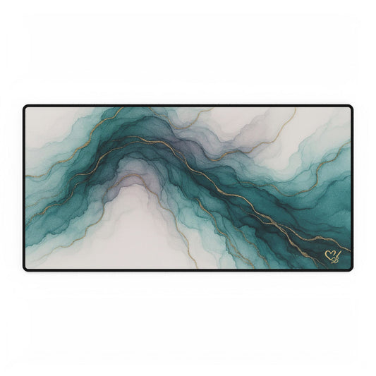 Waters Edge — Elegant Watercolor Desk Mat for Home Office