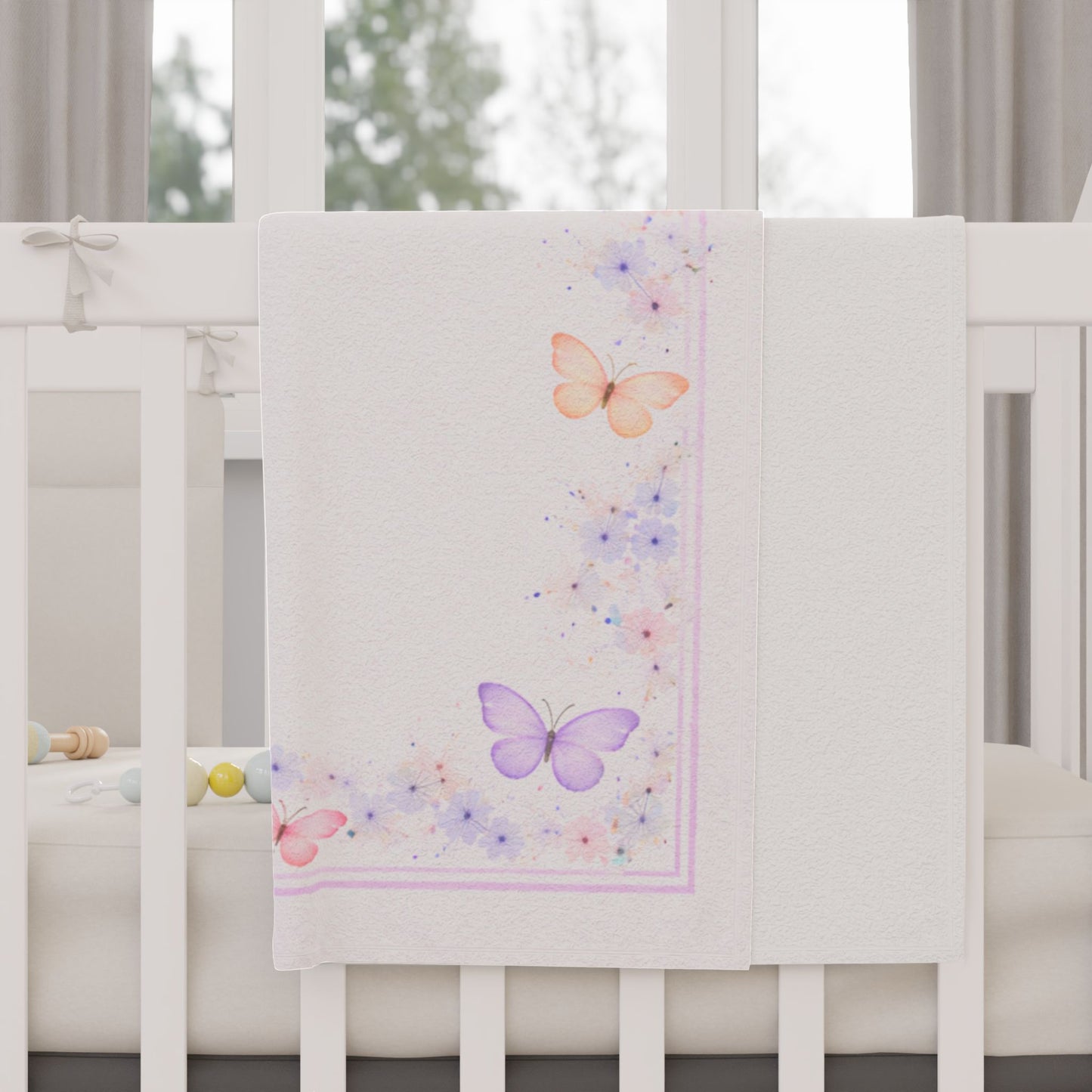 Butterfly Toddler Blanket — Pastel Floral Nursery Throw for Babies & Toddlers