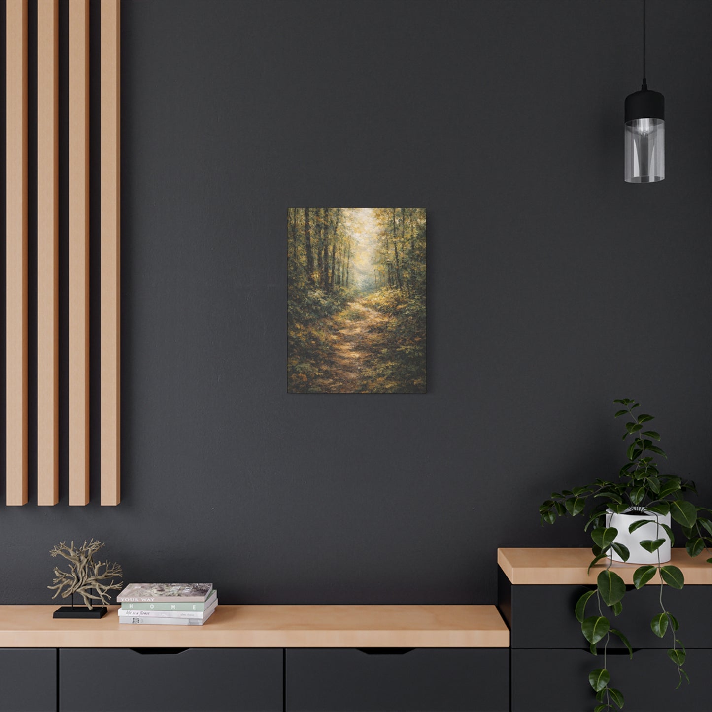Lienzo Mate para Pared Sendero del Bosque – Paisaje Arbolado Tranquilo