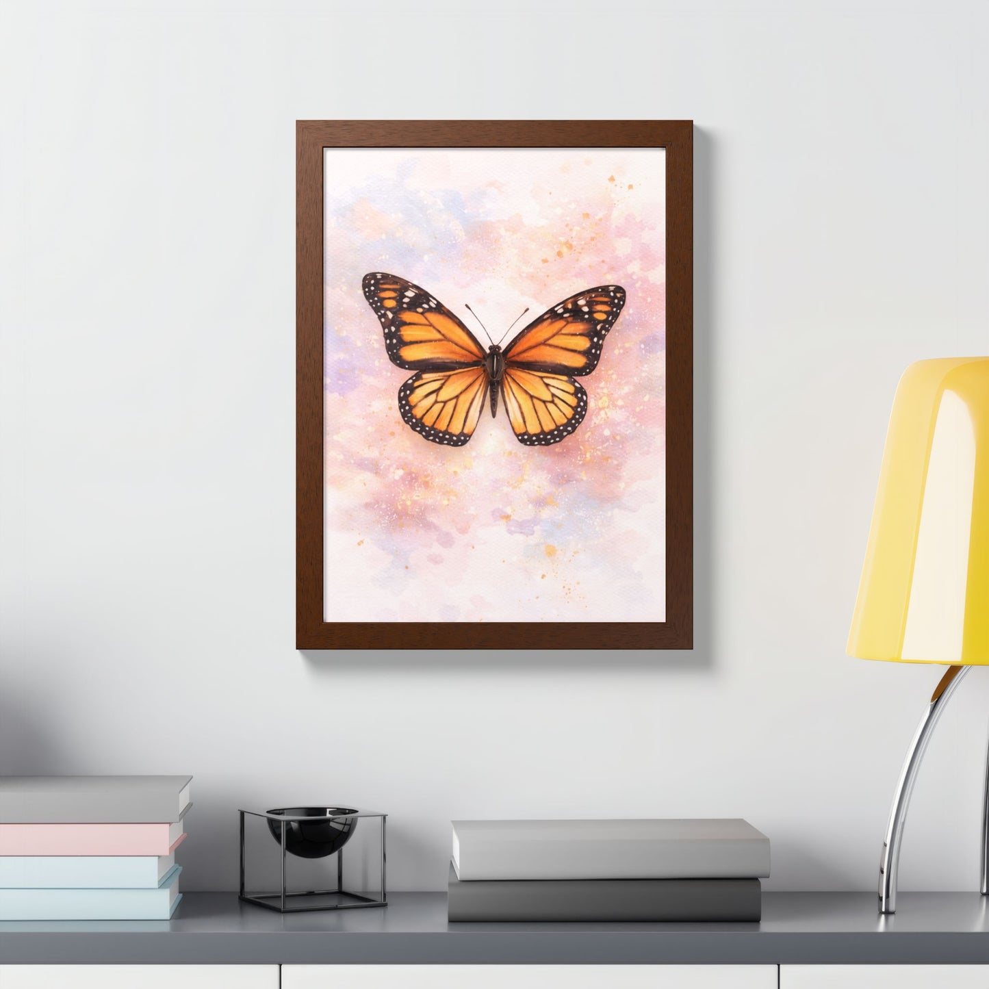 Póster enmarcado Mariposa Monarca — Arte de pared en acuarela para habitación de bebé y dormitorio