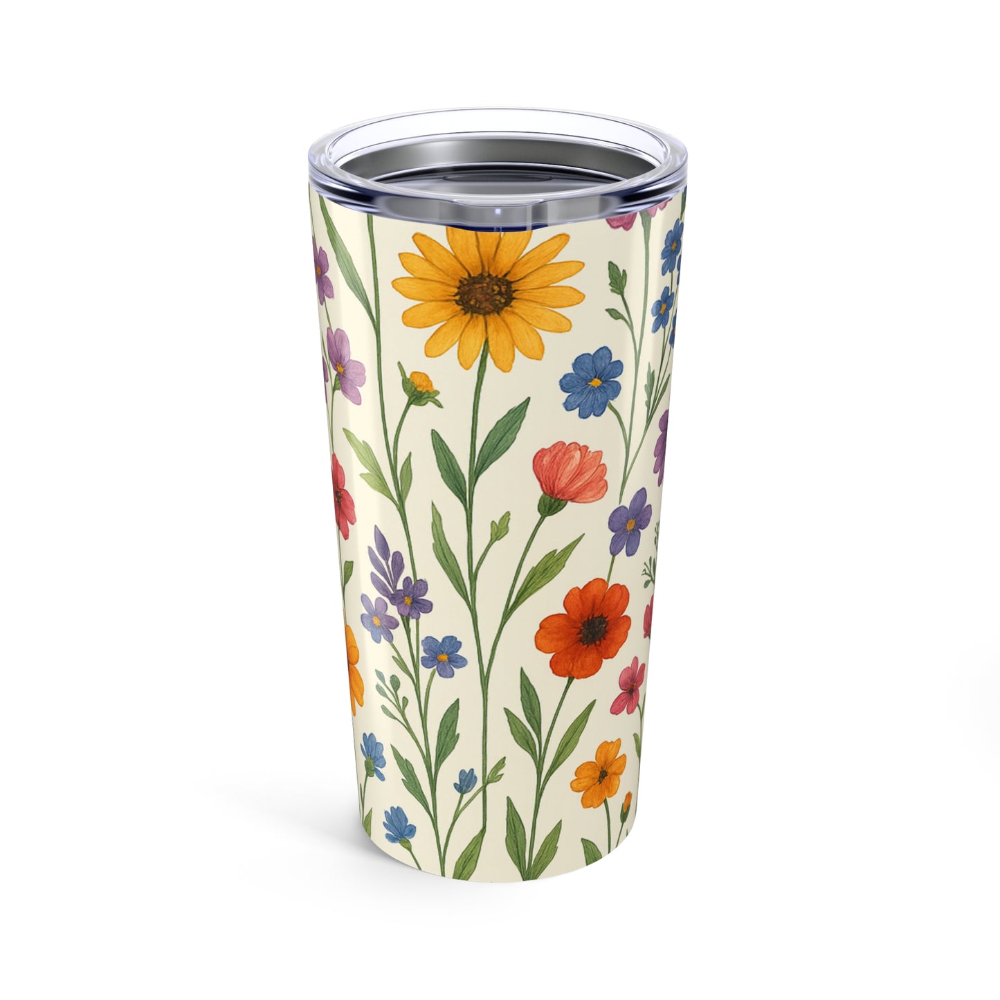20oz Floral Tumbler - Colorful Wildflower Insulated Travel Cup