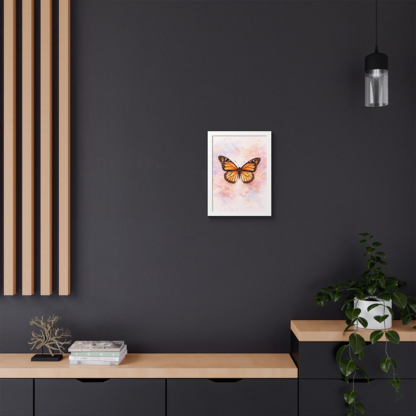 Póster enmarcado Mariposa Monarca — Arte de pared en acuarela para habitación de bebé y dormitorio