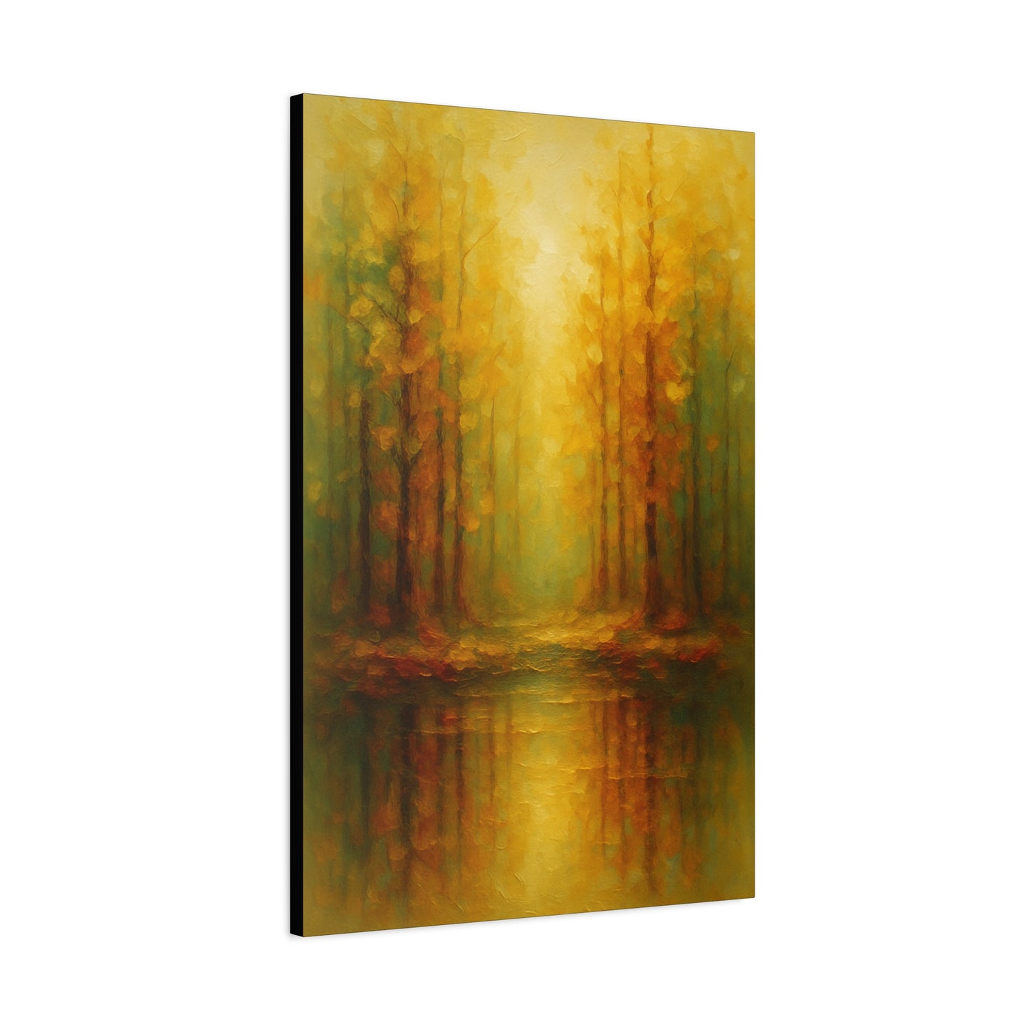 Lienzo Mate para Pared con Reflejo de Bosque Dorado