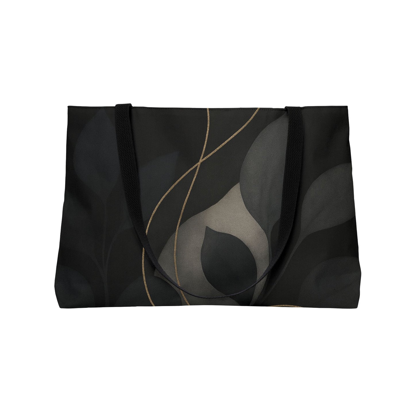 Shirley-2025 Colección Artisan Luxe - Bolso de Viaje Weekender — Bolso de Viaje Elegante de Hoja Negra y Enredadera Dorada