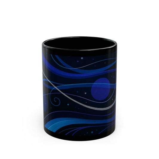 Midnight Bloom-Soulful Collection-Black Ceramic Mug —Swirl Coffee Cup (11oz & 15oz)