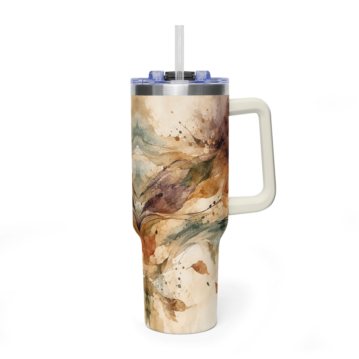Moss & Ember 40oz Tumbler — Abstract Watercolor Art Mug