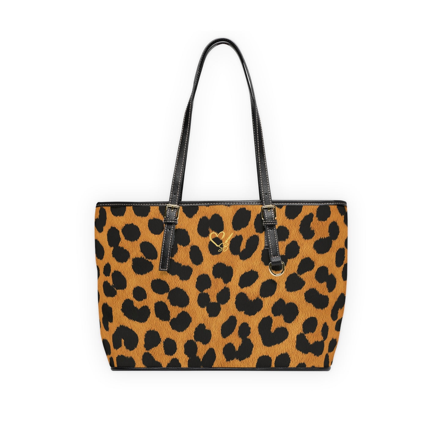 Bolso de hombro de cuero sintético con estampado de guepardo