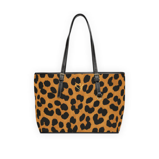Bolso de hombro de cuero sintético con estampado de guepardo