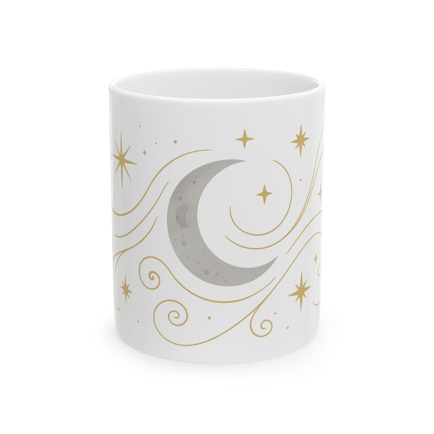 Taza de cerámica Luna y estrellas celestiales — Taza de café astrológica de 11oz/15oz