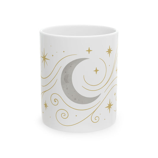 Taza de cerámica Luna y estrellas celestiales — Taza de café astrológica de 11oz/15oz