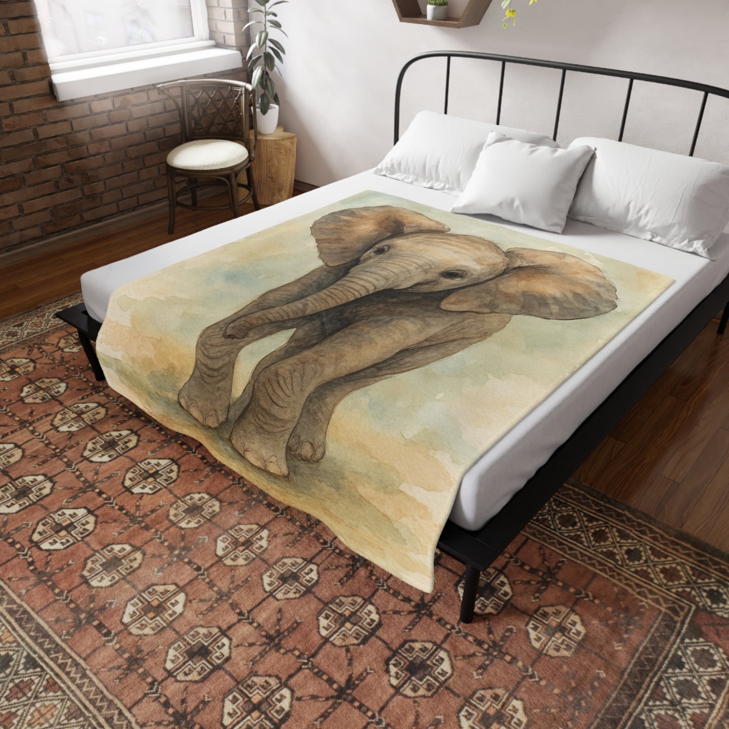 Baby Elephant-Savanah Collection-Plush Blanket - Coordinates with Baby Safari nursery items