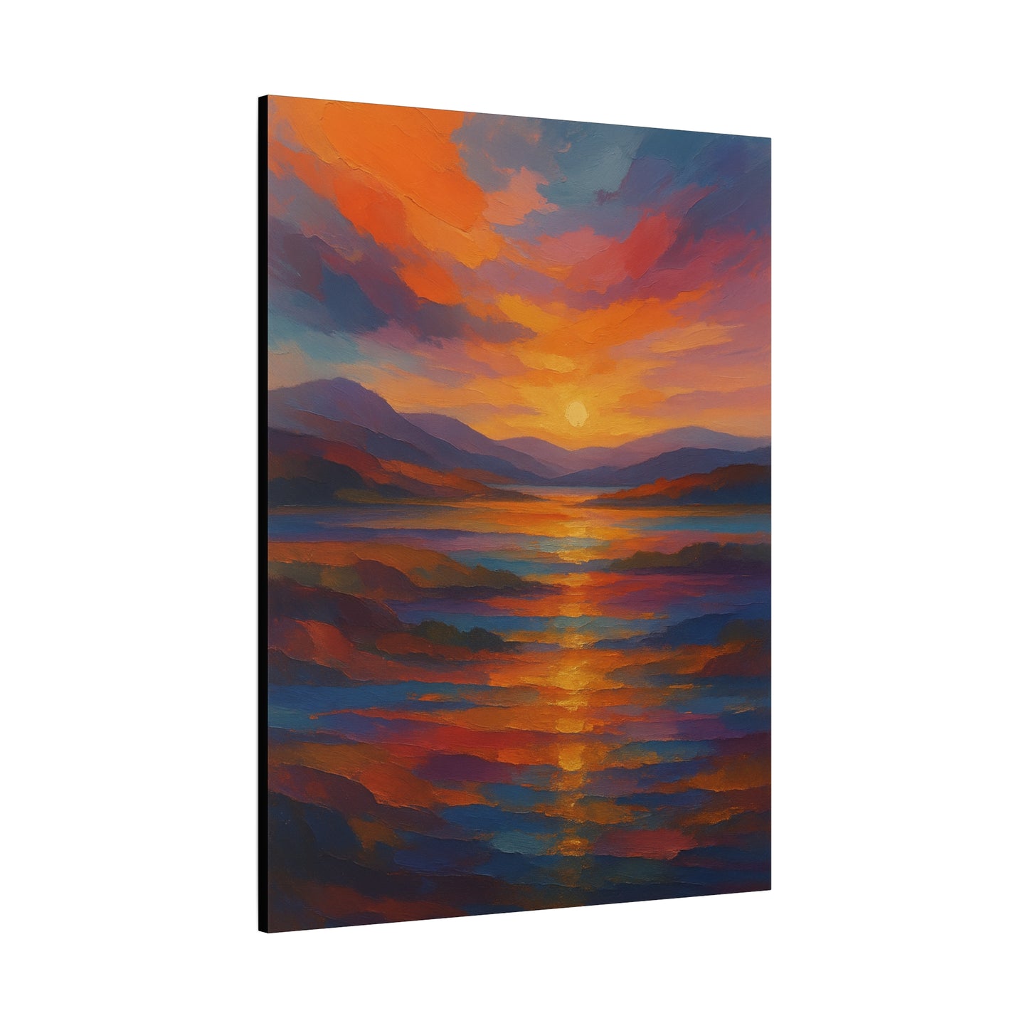 Lienzo Mate Estampado Puesta de Sol Reflejo — Vibrante Arte de Pared de Paisaje Oceánico