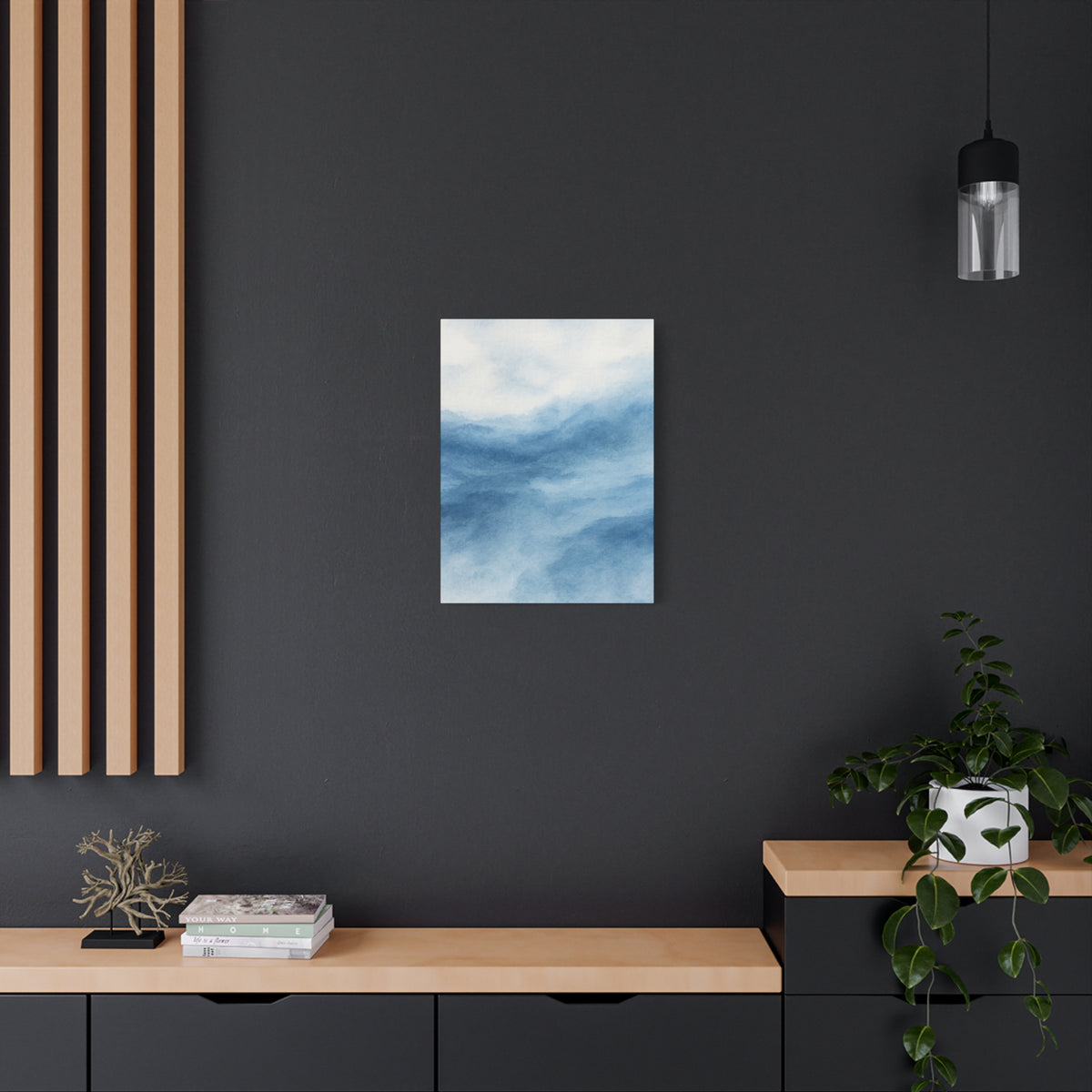 Blue Watercolor Ocean Canvas Print 1- Matte Stretched Wall Art