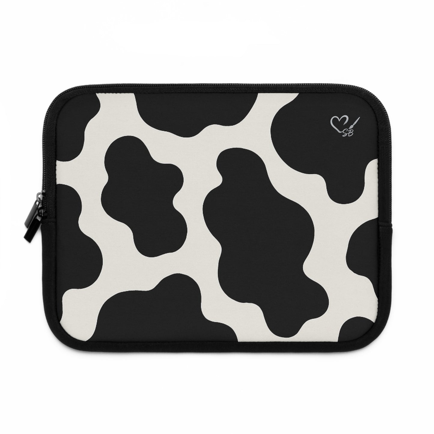 Funda para portátil con estampado de vaca - Estuche protector de neopreno en blanco y negro