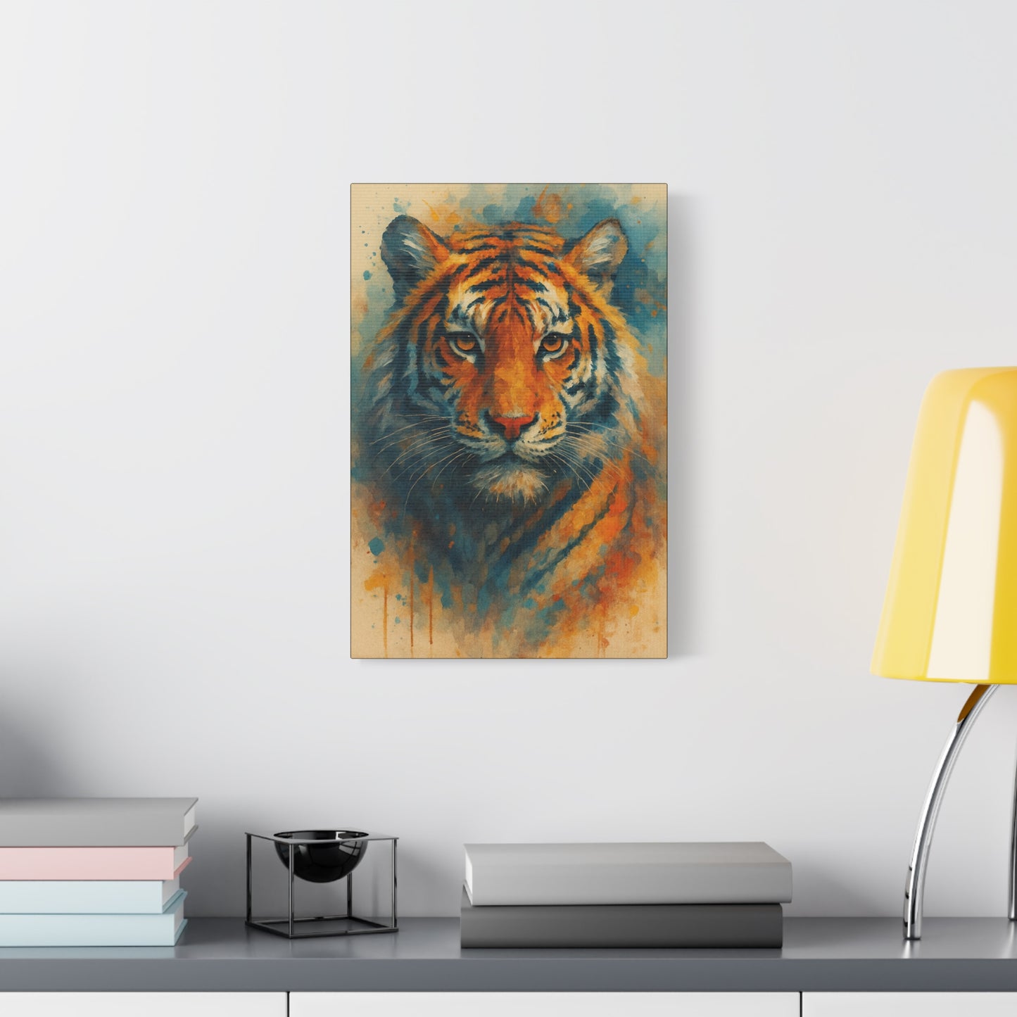 Tigger -Bold Colorful Abstract Animal Acrylic Ink Matte Canvas (Stretched)