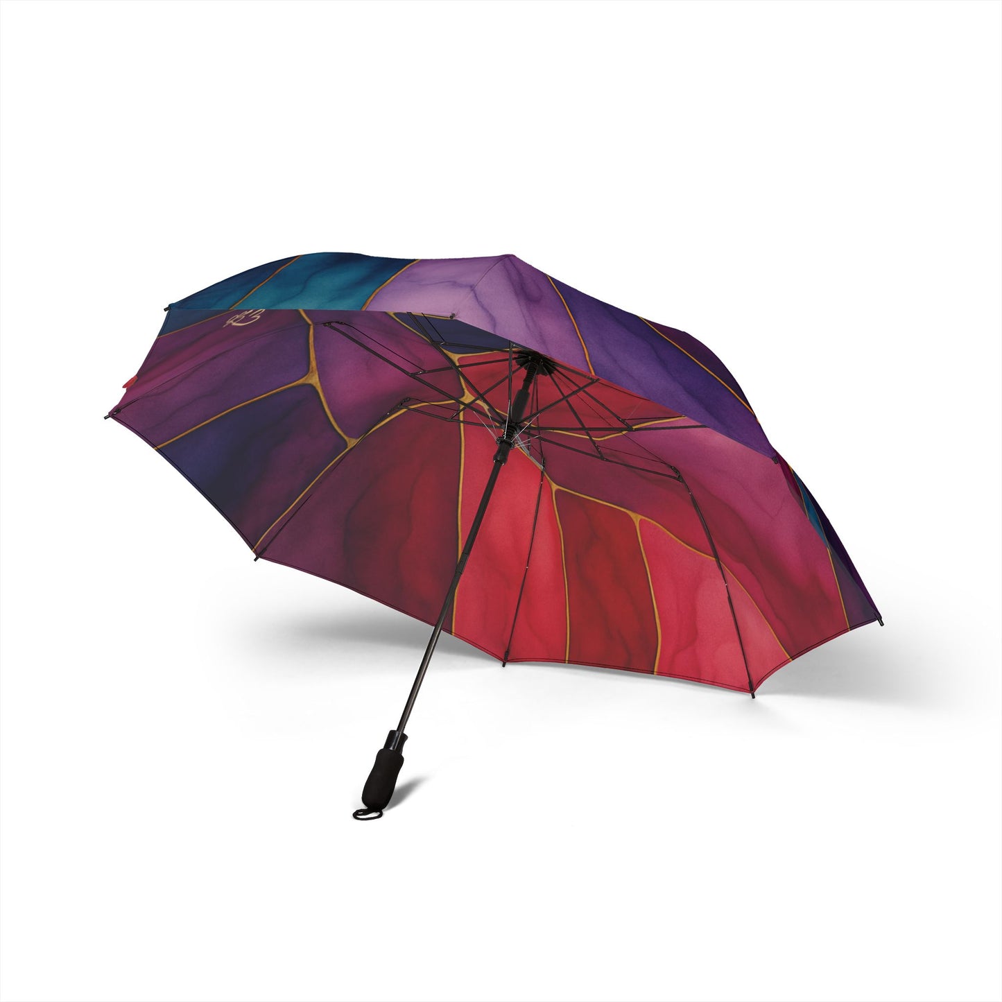 Shelby-2025 Colección Artisan Luxe — Paraguas Plegable — Protector de Lluvia Vibrante Rojo y Azul
