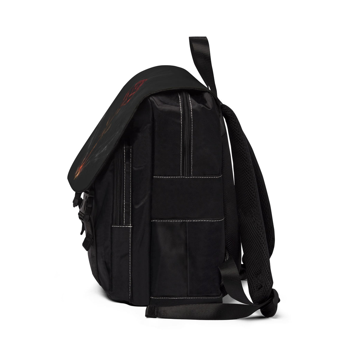 Eternal Bloom-Gothic Red Rose Sketch Backpack – Dark Romantic Casual Shoulder Bag