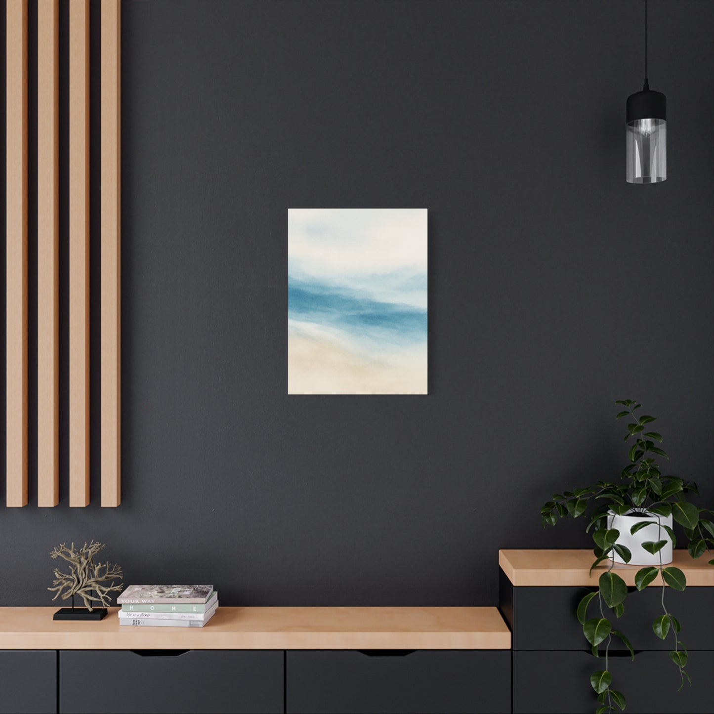 Lienzo decorativo de pared en acuarela azul Océano 2 - Acabado mate estirado