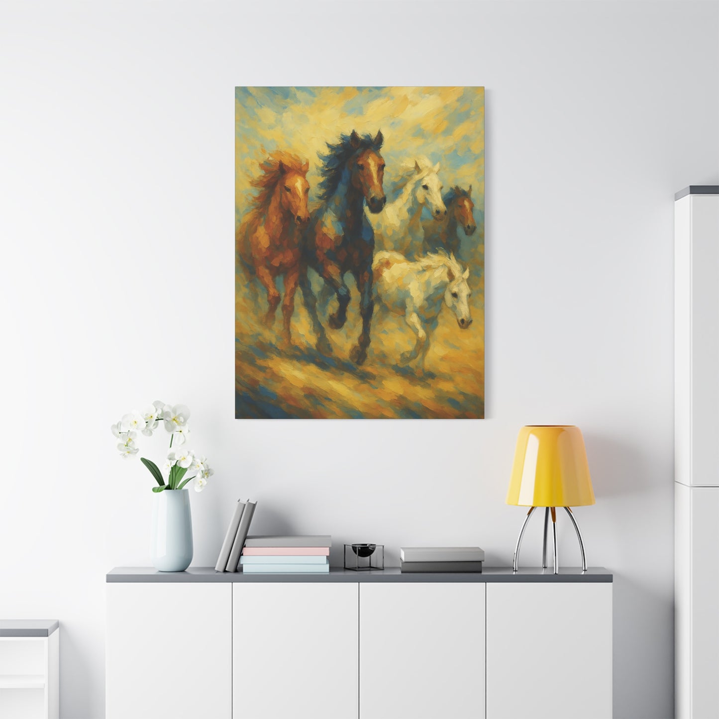 Galloping Wild Horses Matte Canvas Print — Stretched 1.25"