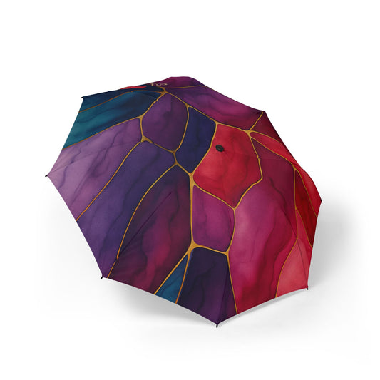 Shelby-2025 Colección Artisan Luxe — Paraguas Plegable — Protector de Lluvia Vibrante Rojo y Azul