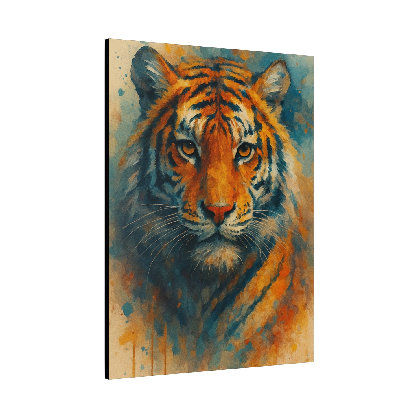 Tigger -Bold Colorful Abstract Animal Acrylic Ink Matte Canvas (Stretched)
