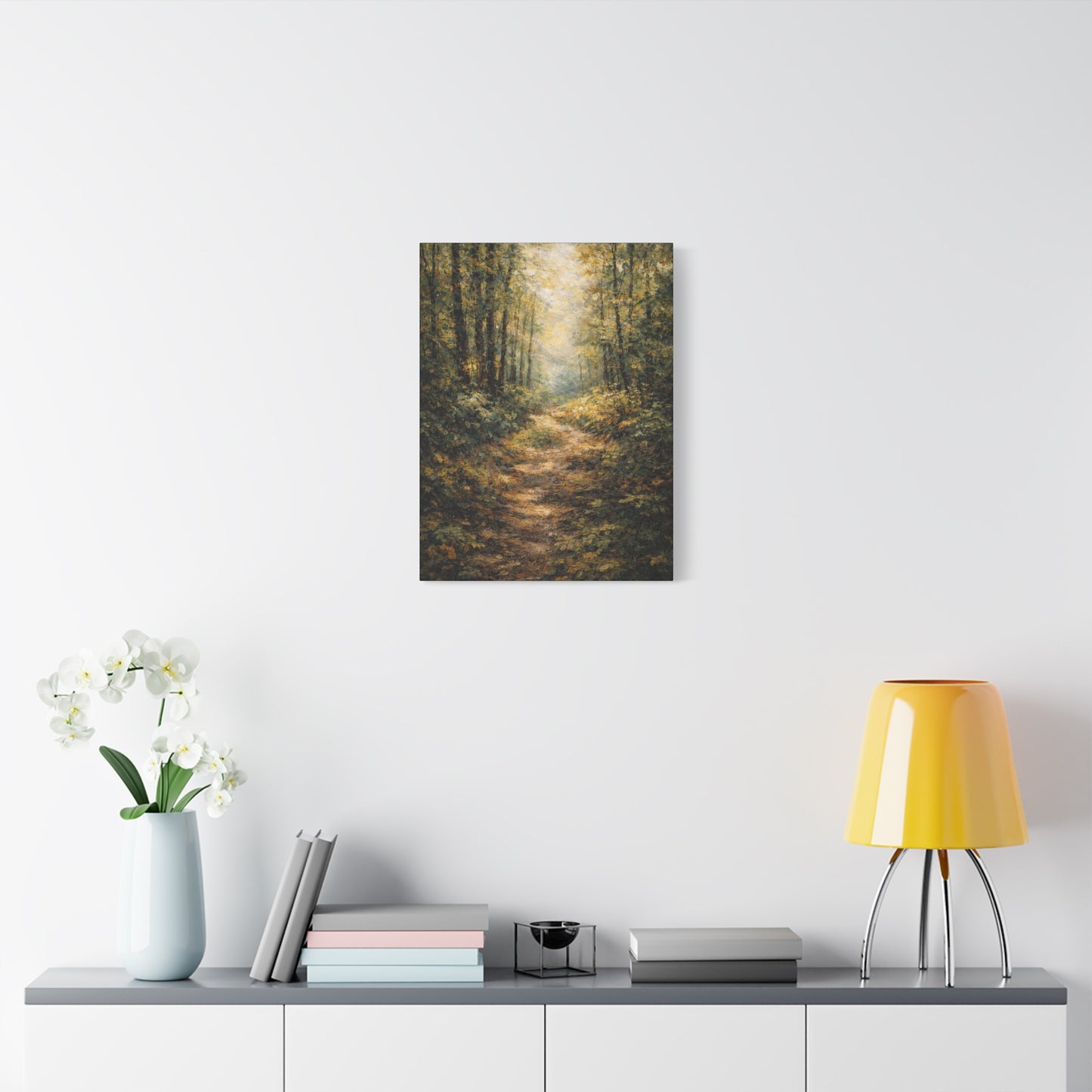 Lienzo Mate para Pared Sendero del Bosque – Paisaje Arbolado Tranquilo
