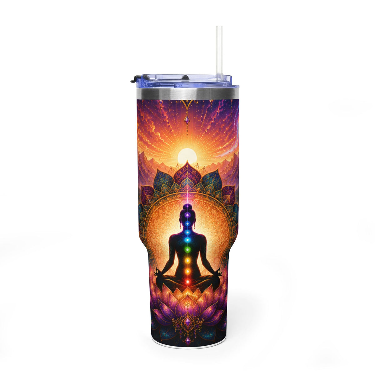 Chakra Meditation 20oz Tumbler — Spiritual Lotus Yoga Insulated Travel Cup