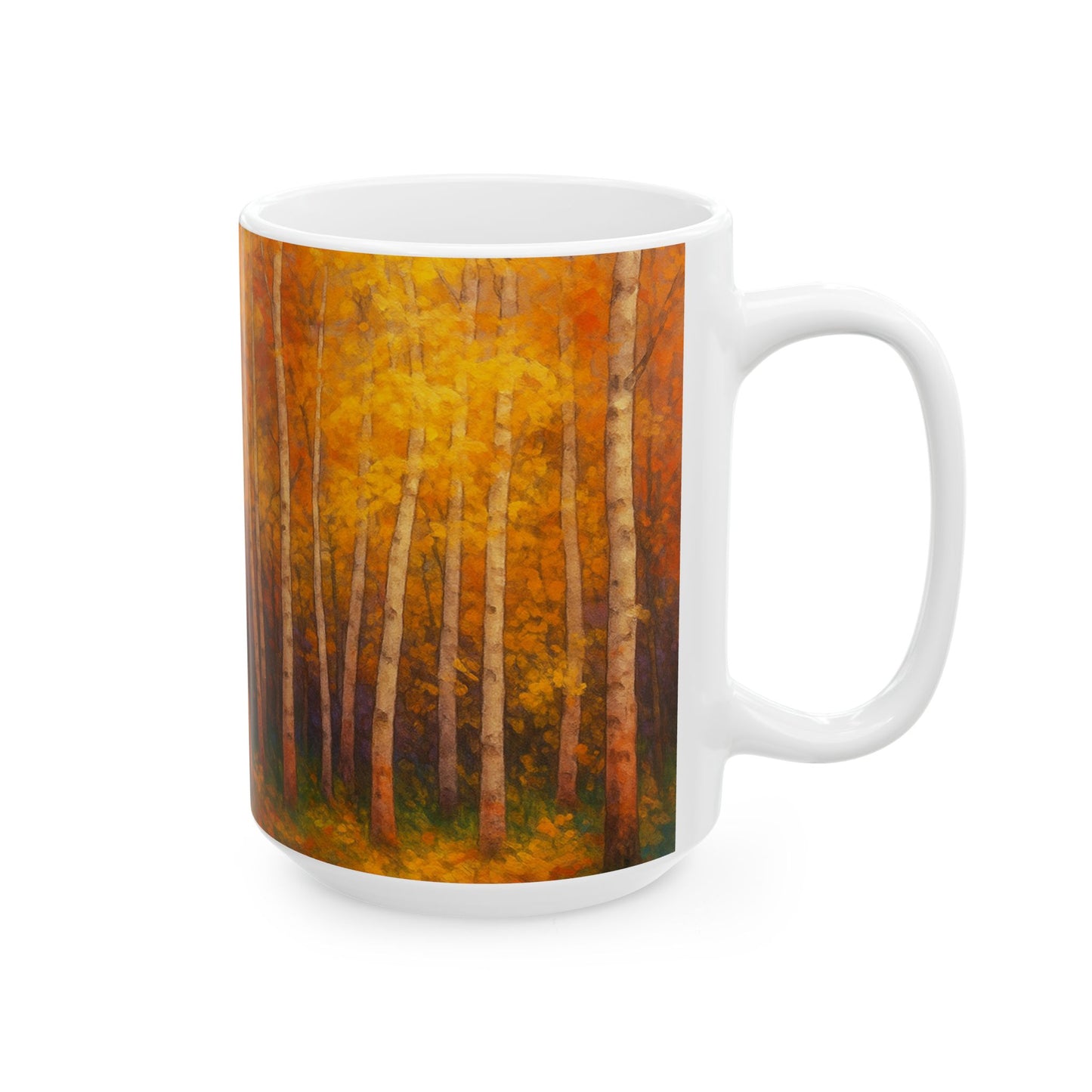 Taza de Cerámica Bosque Otoñal - Colección Ecos de los Maestros - Taza de Café Acogedora para Amantes de la Naturaleza
