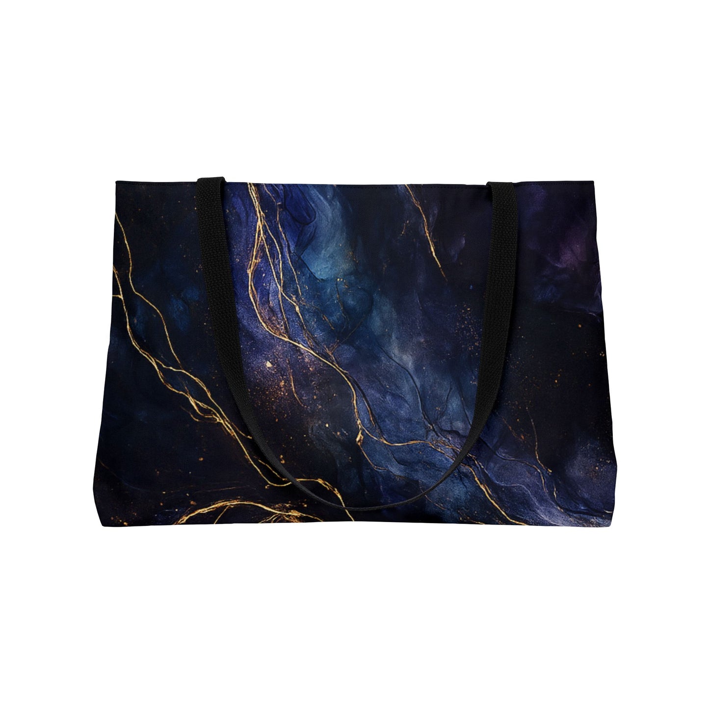 Colección Onyx-2025 Artisan Luxe-Bolso de mano Weekender — Bolso de viaje/playa azul oscuro veta dorada